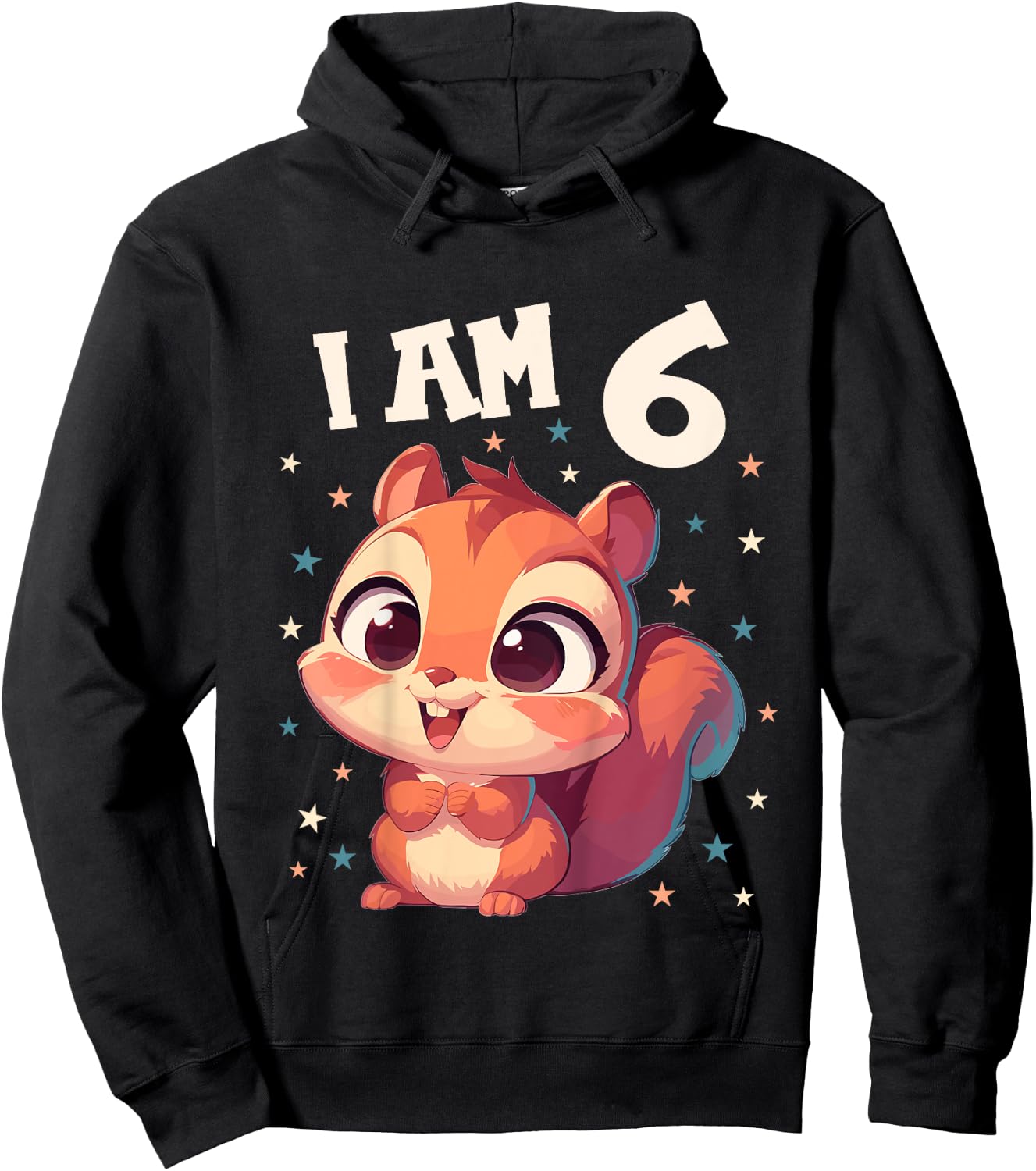 Kids 6 Years old 6 birthday Squirrels Boy Girl Squirrel Hoodie - Hoodie | Black