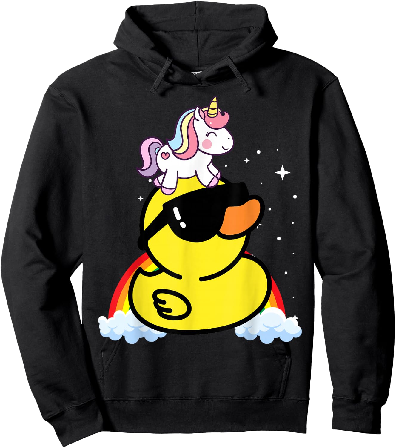Unicorn Riding Duck Hoodie - Hoodie | Black
