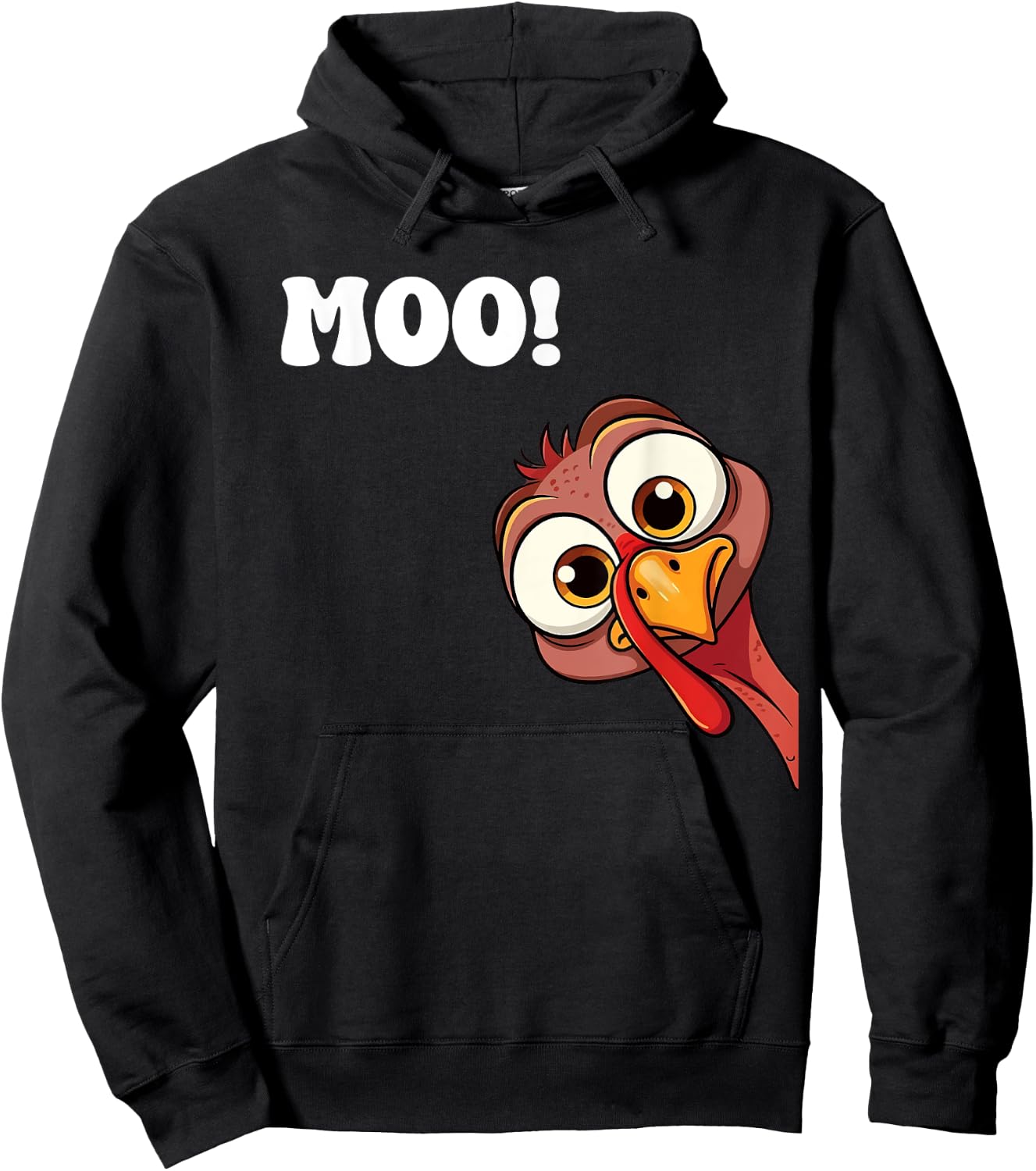 Turkey Cow Moo Funny Fall autumn Thanksgiving Saying Hoodie - Hoodie | Black