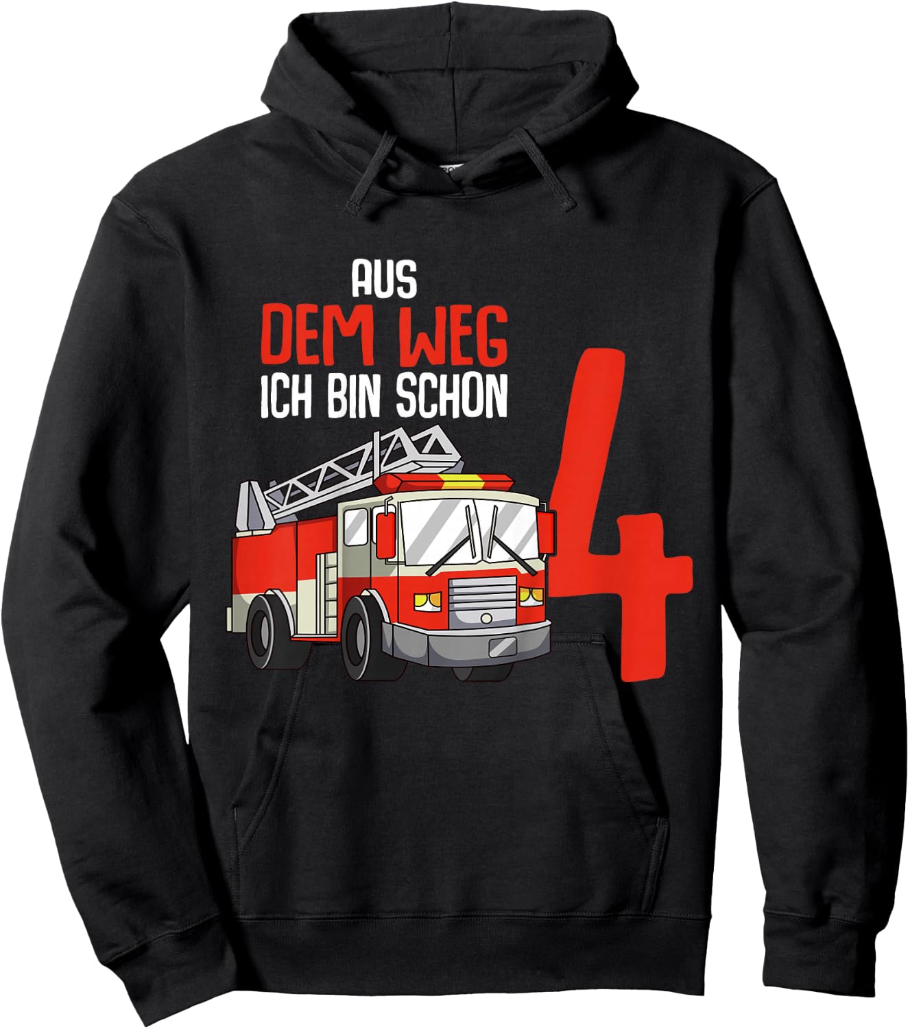 4. Geburtstag Feuerwehr 4 Jahre Kinder Junge Hoodie - Hoodie | Black