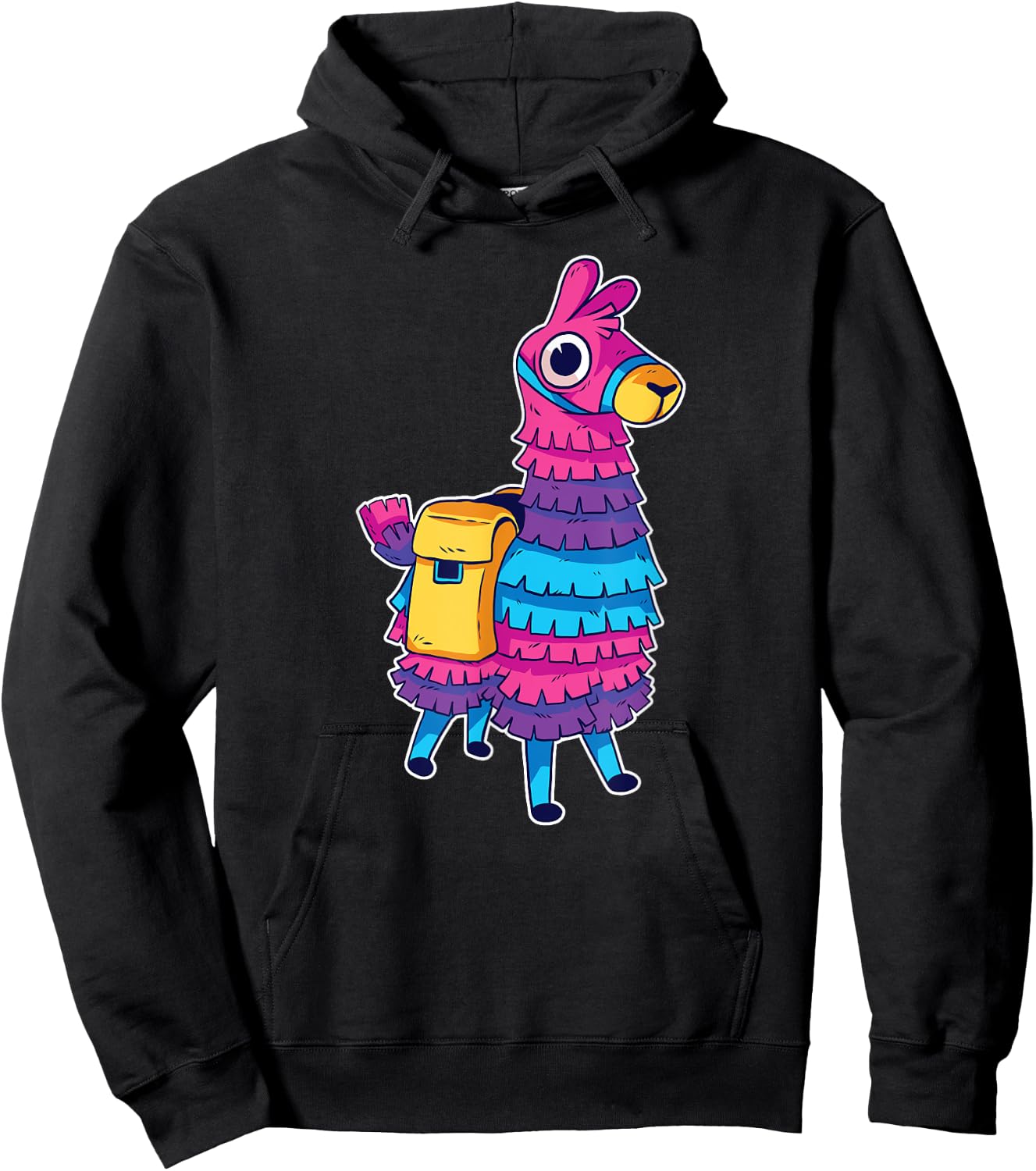 Funny Loot Llama Pinata With Yellow Saddlebag Artwork Hoodie - Hoodie | Black