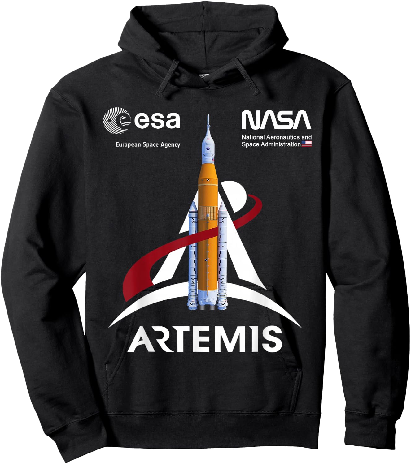 NASA Artemis SLS Mission ESA und Worm Logo Hoodie - Hoodie | Black