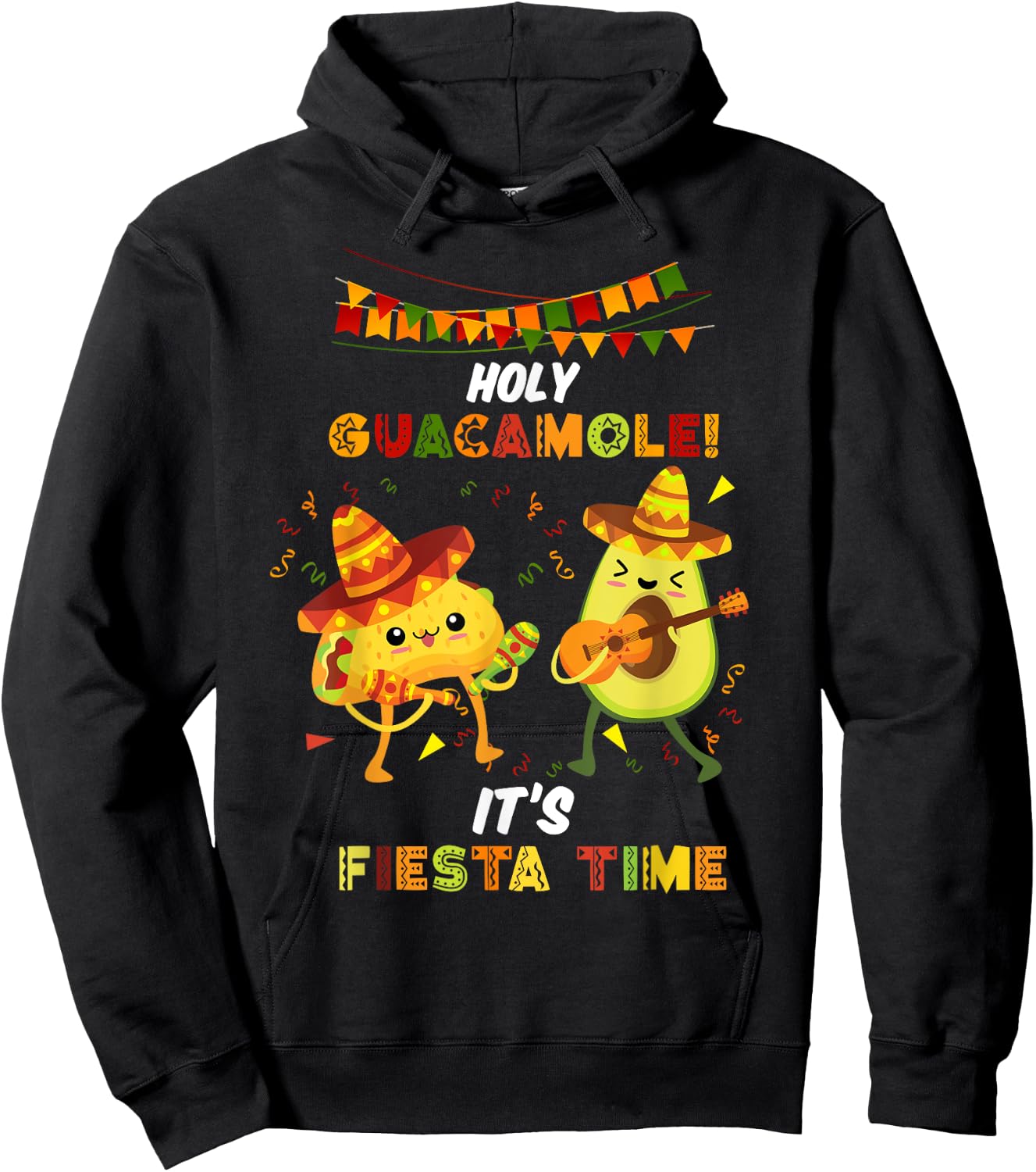 Funny Mexican Evening Mexico Saying Holy Guacamole , black, s Hoodie - Hoodie | Black