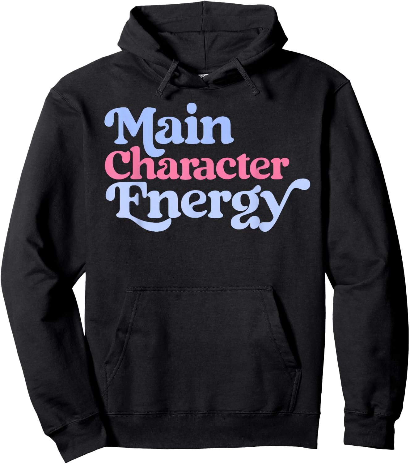 Main Character Energy Positive Vibes Y2K Girls Top Hoodie - Hoodie | Black