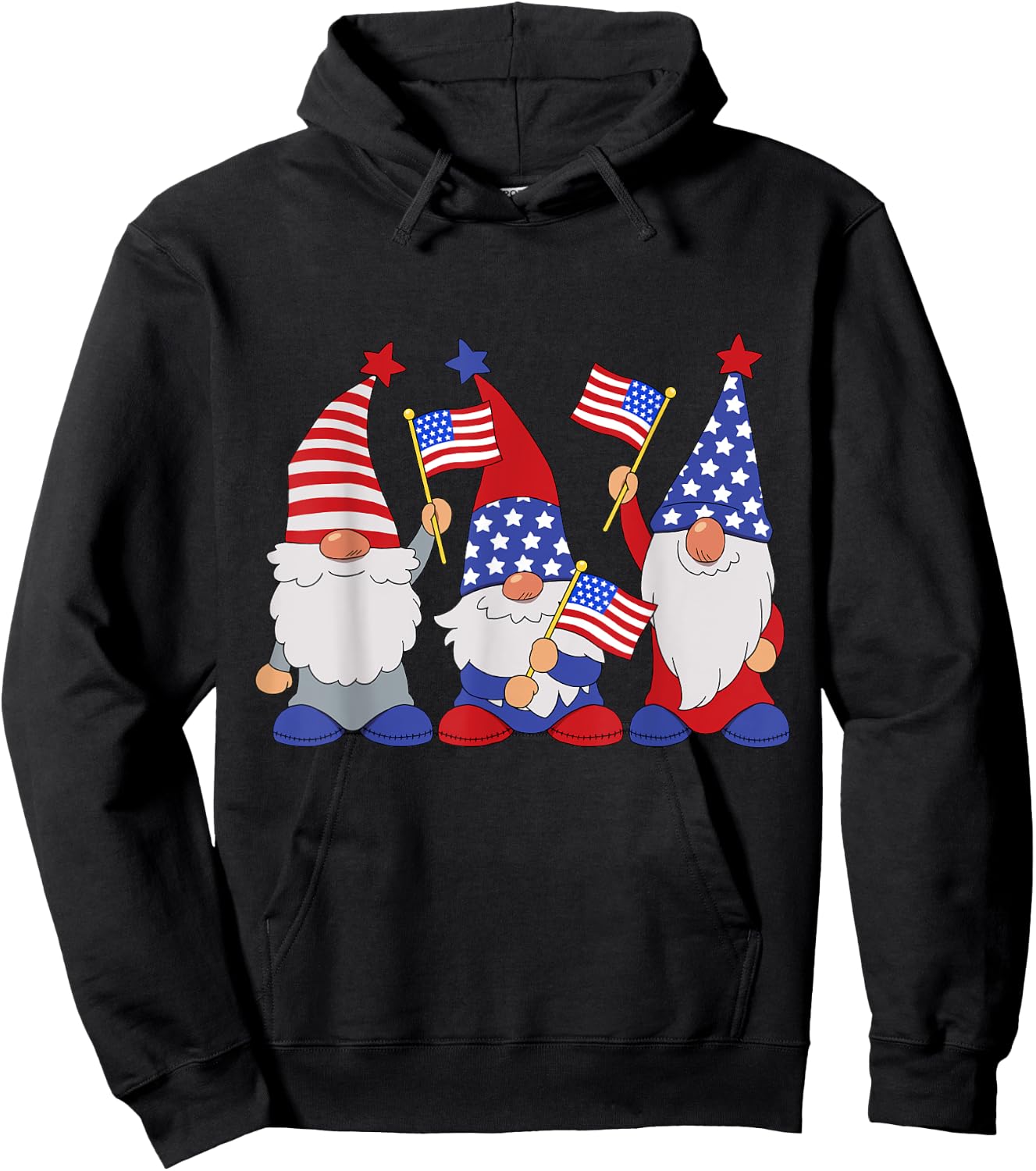 4th Of July 2024 Patriotic Gnomes Funny American USA Hoodie - Hoodie | Black
