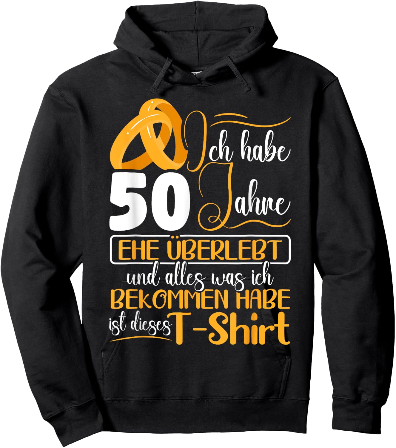 Golden Wedding 50 Years Married Wedding Anniversary , black, s Hoodie - Hoodie | Black