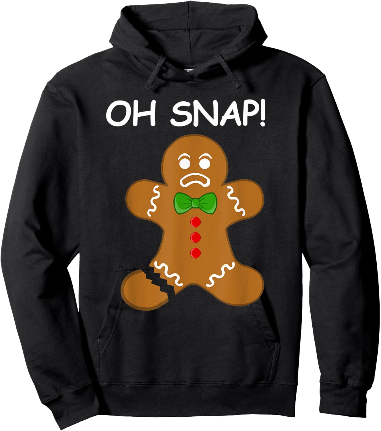 Oh Snap! Gingerbread Man Cookie Funny Broken Leg Baking Hoodie - Hoodie | Black