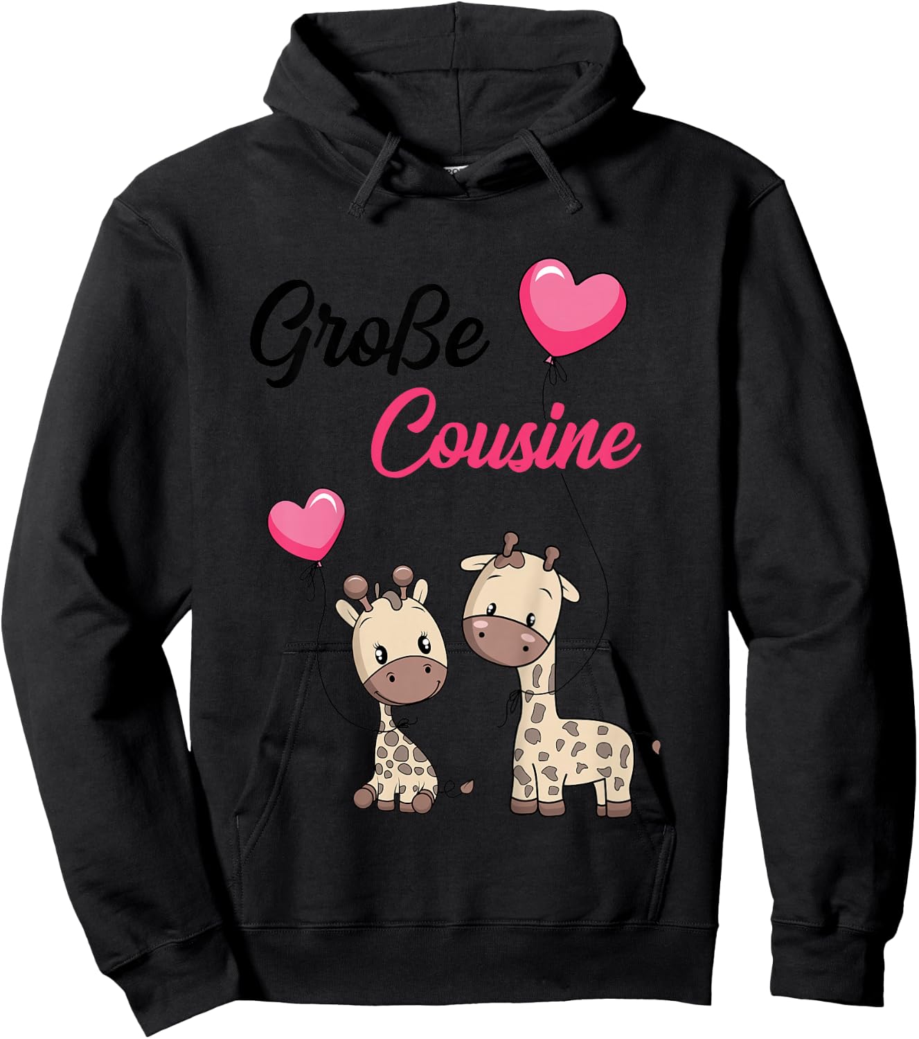 Children's Big Cousin 2025 Giraffe Girls' , White Hoodie - Hoodie | Black
