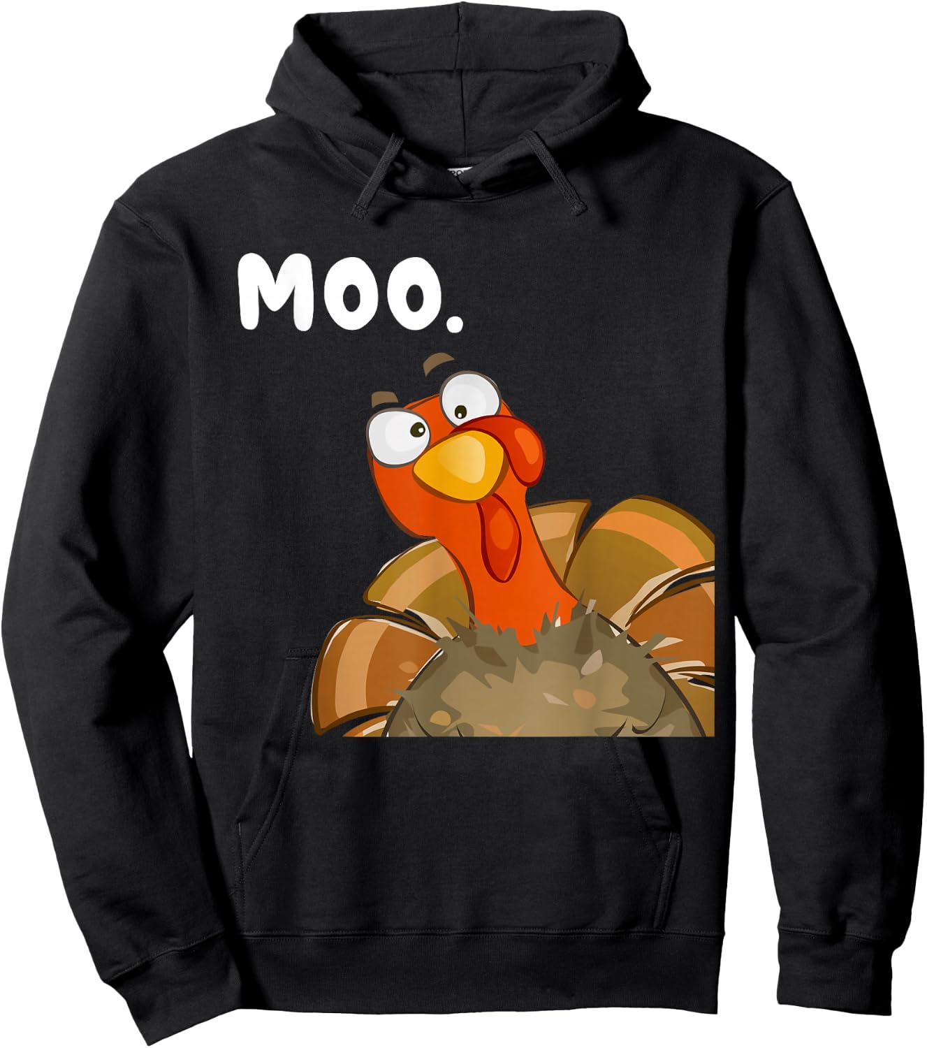 Turkey Moo Funny Thanksgiving Fake Cow Women Kids Hoodie - Hoodie | Black