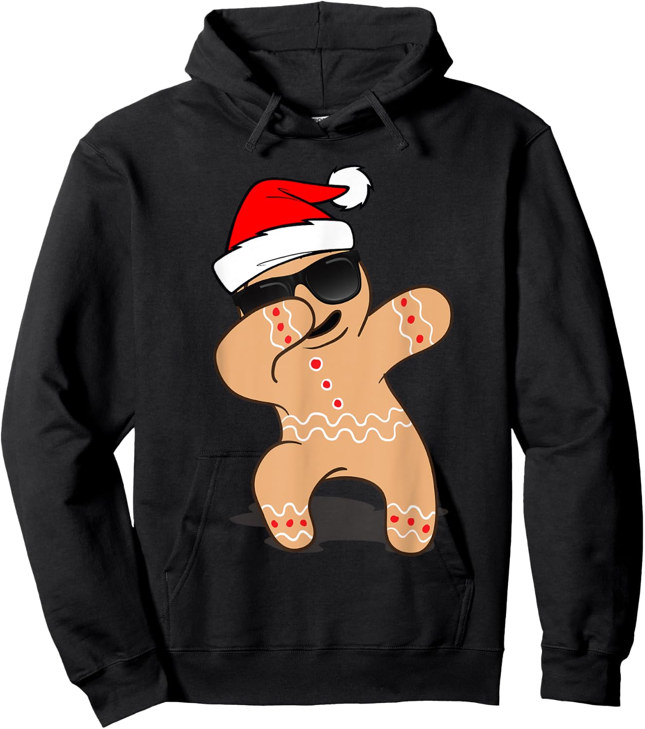 Dabbing Gingerbread Man Shirt - 2017 Funny Hip Hop Xmas Hoodie - Hoodie | Black
