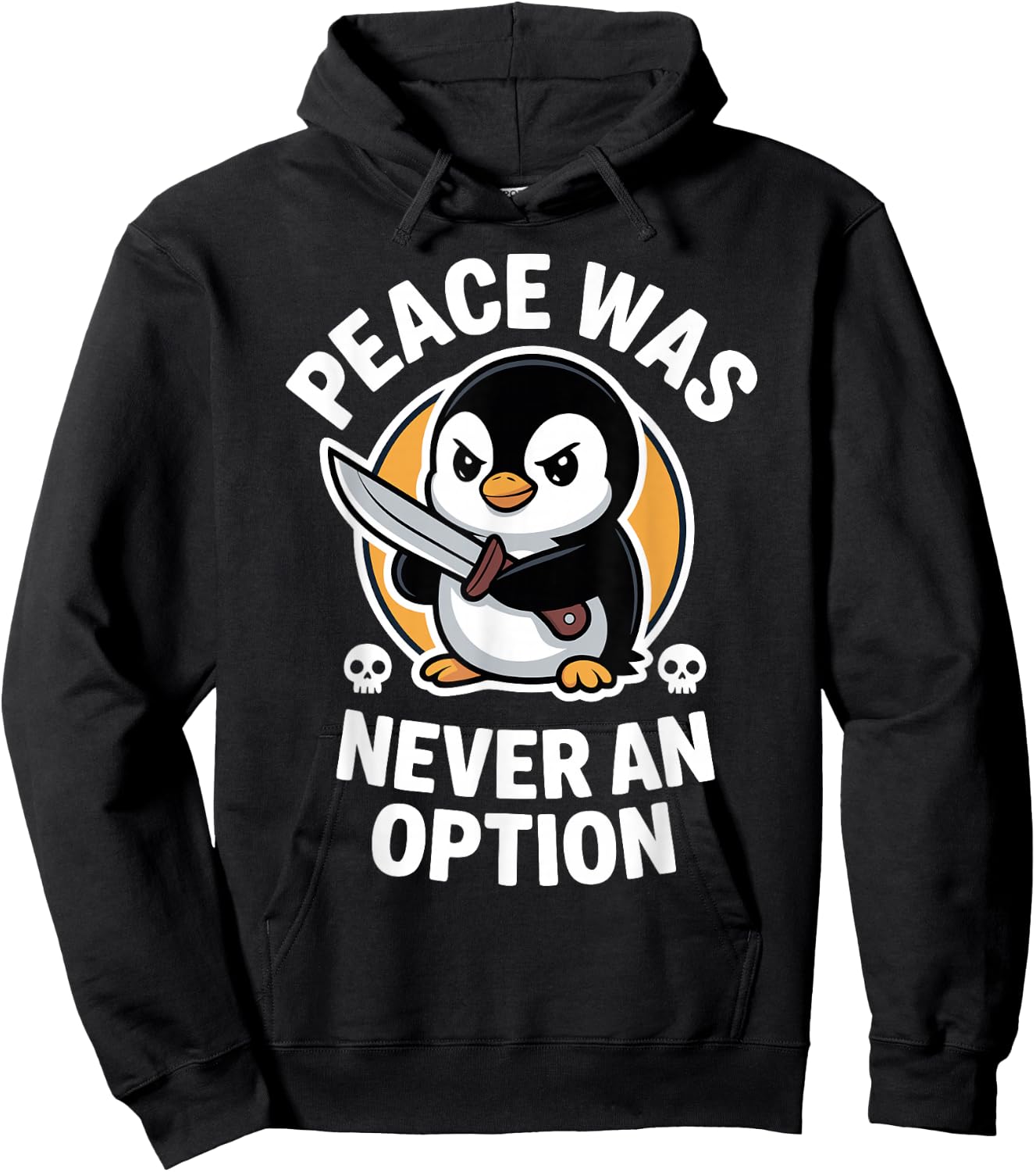 Funny Peace was Never an Option Chaotic Penguin Hoodie - Hoodie | Black