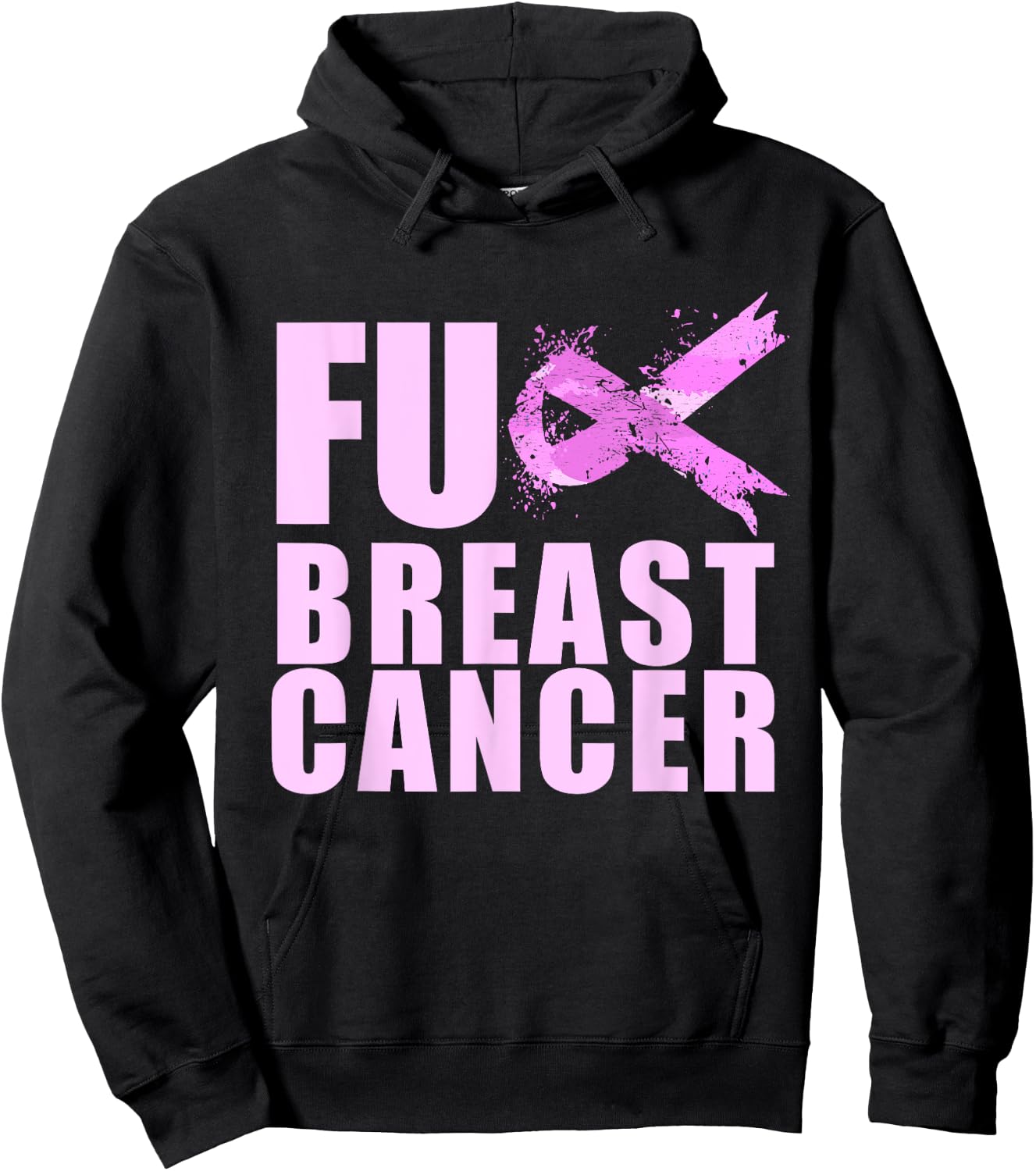 Pink Ribbon Fuck Cancer for Breast Cancer Awareness Hoodie - Hoodie | Black