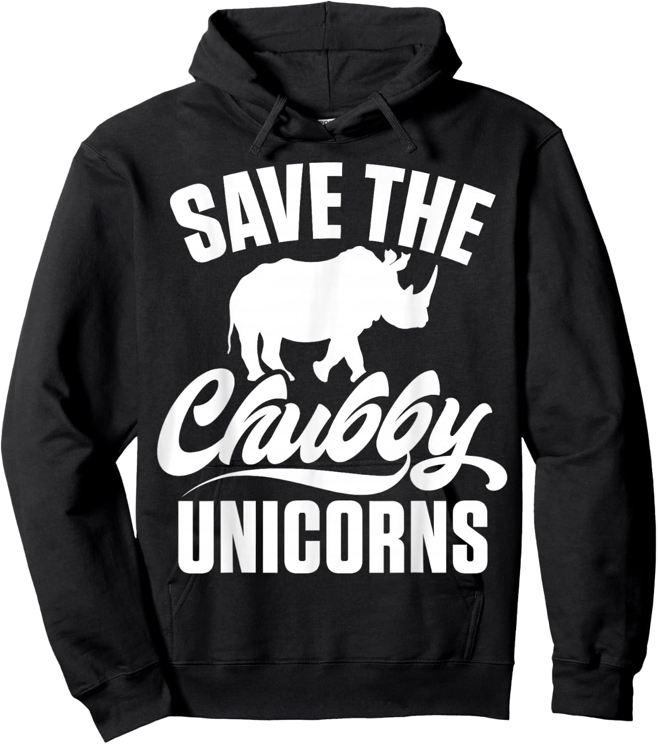 Save The Chubby Unicorns Fat Rino Rhinoceros Hoodie - Hoodie | Black