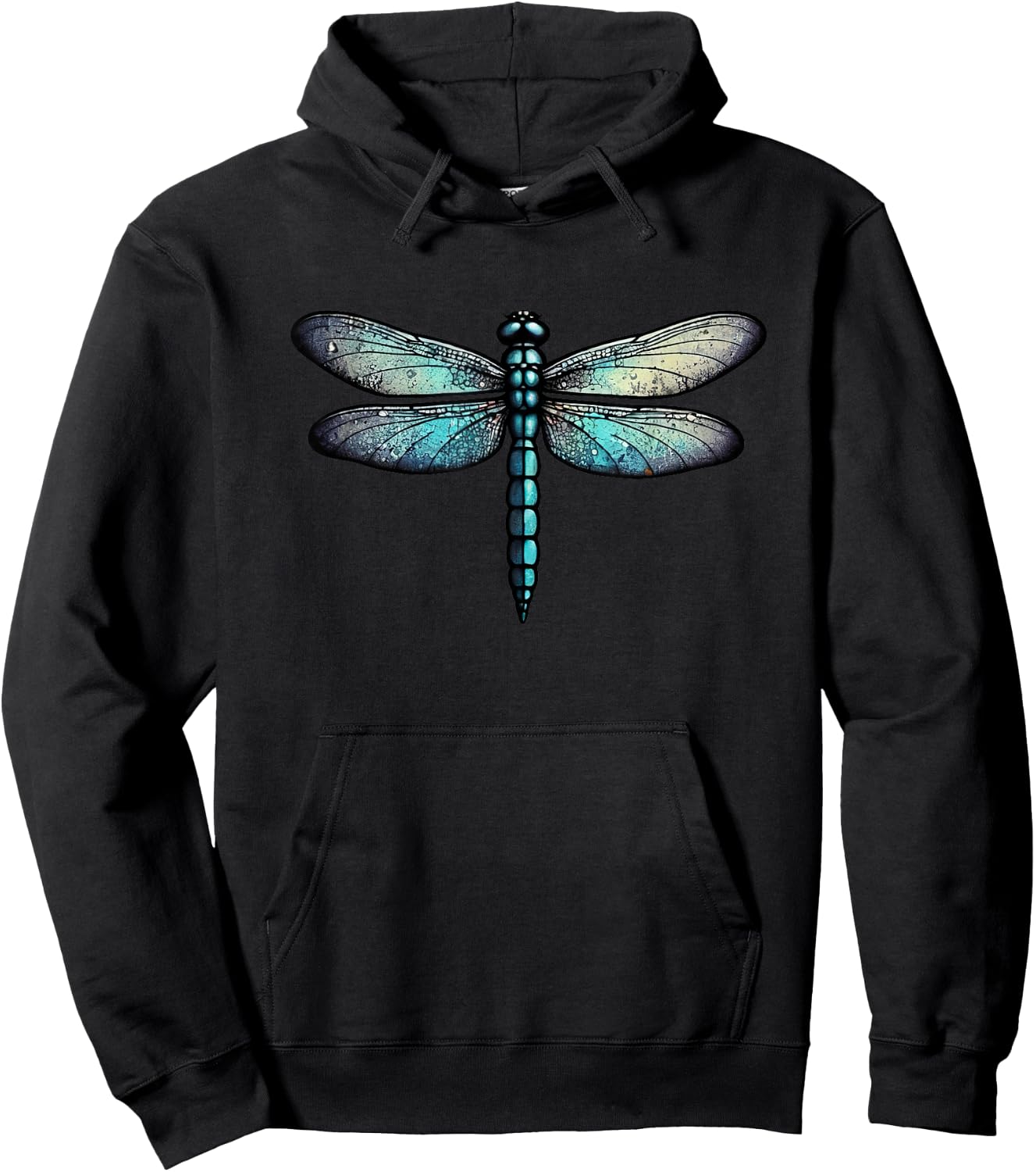 Dragonfly simple bug aqua and blue hues illustration Hoodie - Hoodie | Black