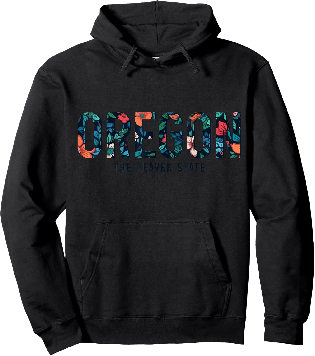 Oregon The Beaver State PNW Vintage Pride Floral Flowers Hoodie - Hoodie | Black