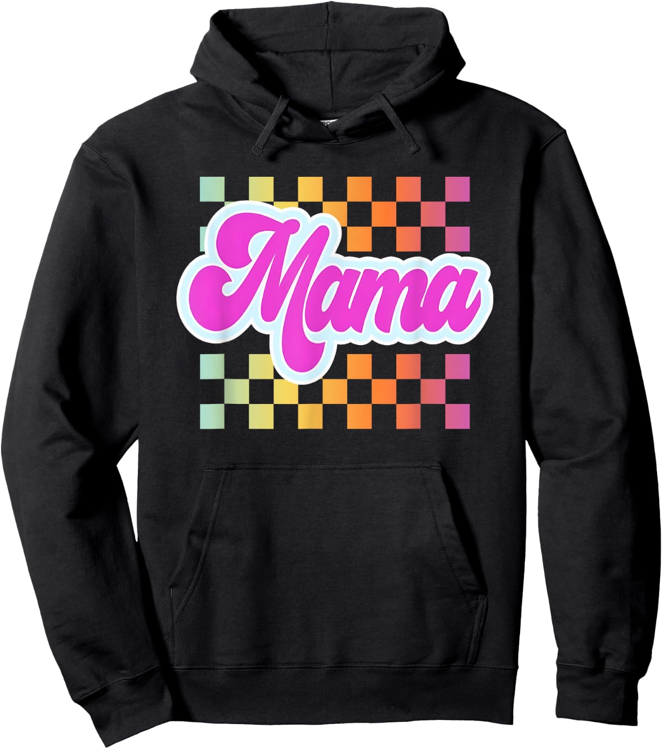 Rainbow Checkered Mama Hoodie - Hoodie | Black