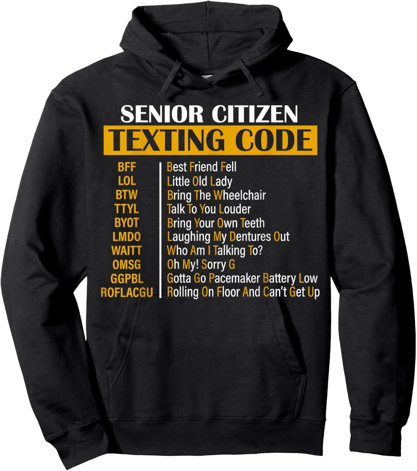 Senior Citizen Texting Code Hoodie - Hoodie | Black