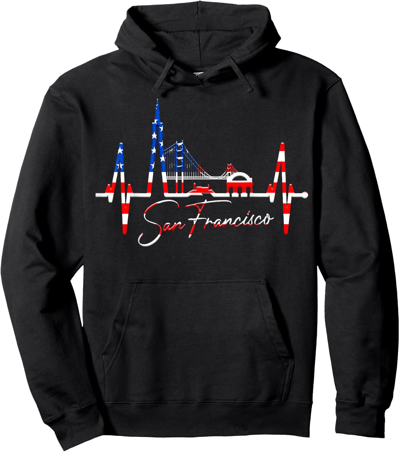 San Francisco Skyline Herzschlag Kalifornien San Francisco Hoodie - Hoodie | Black