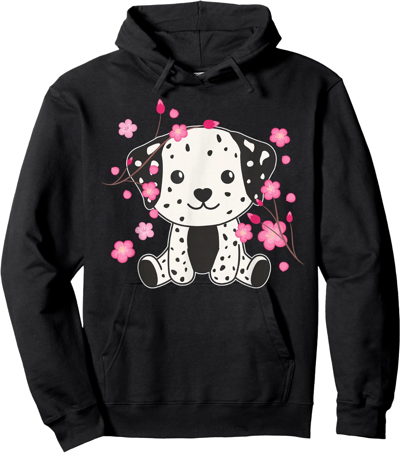 Dalmatian Cute Animals for Children Kawaii Cherry Blossoms Hoodie - Hoodie | Black