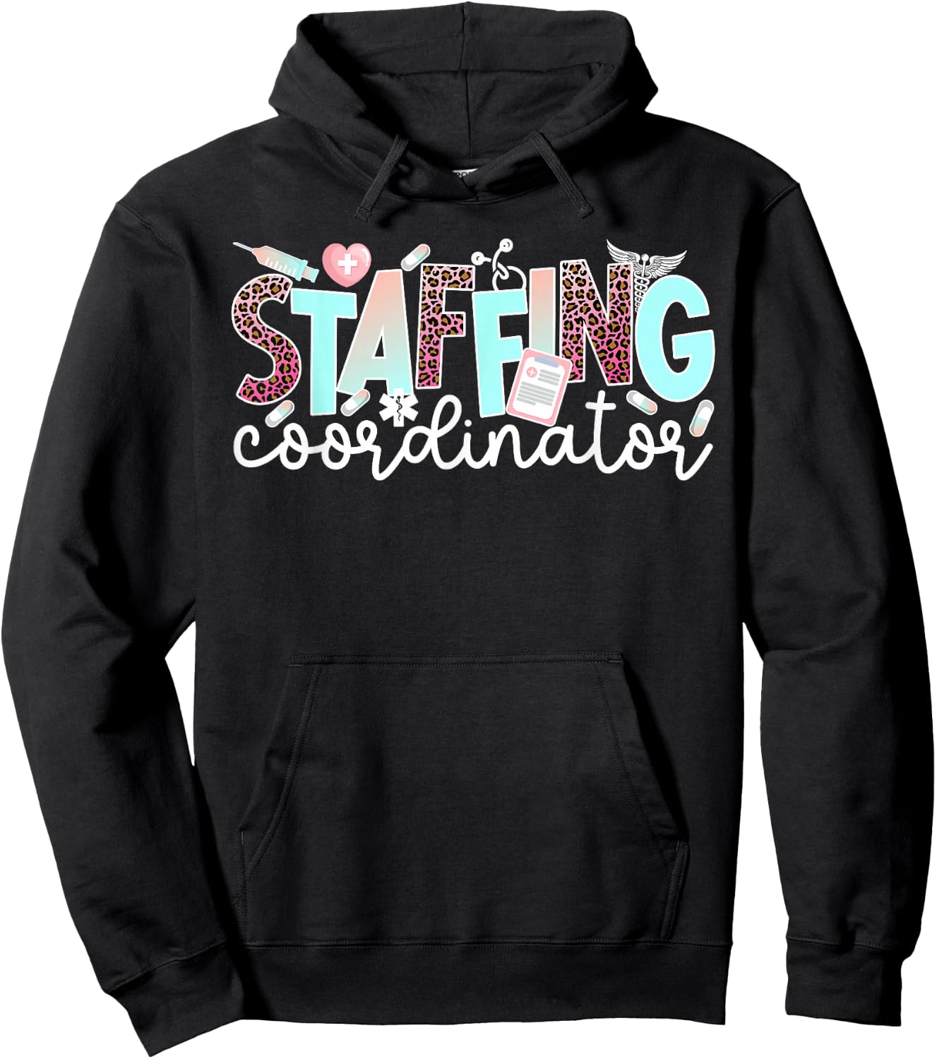 Staffing Coordinator Leopard Staffing Coordinators Hoodie - Hoodie | Black
