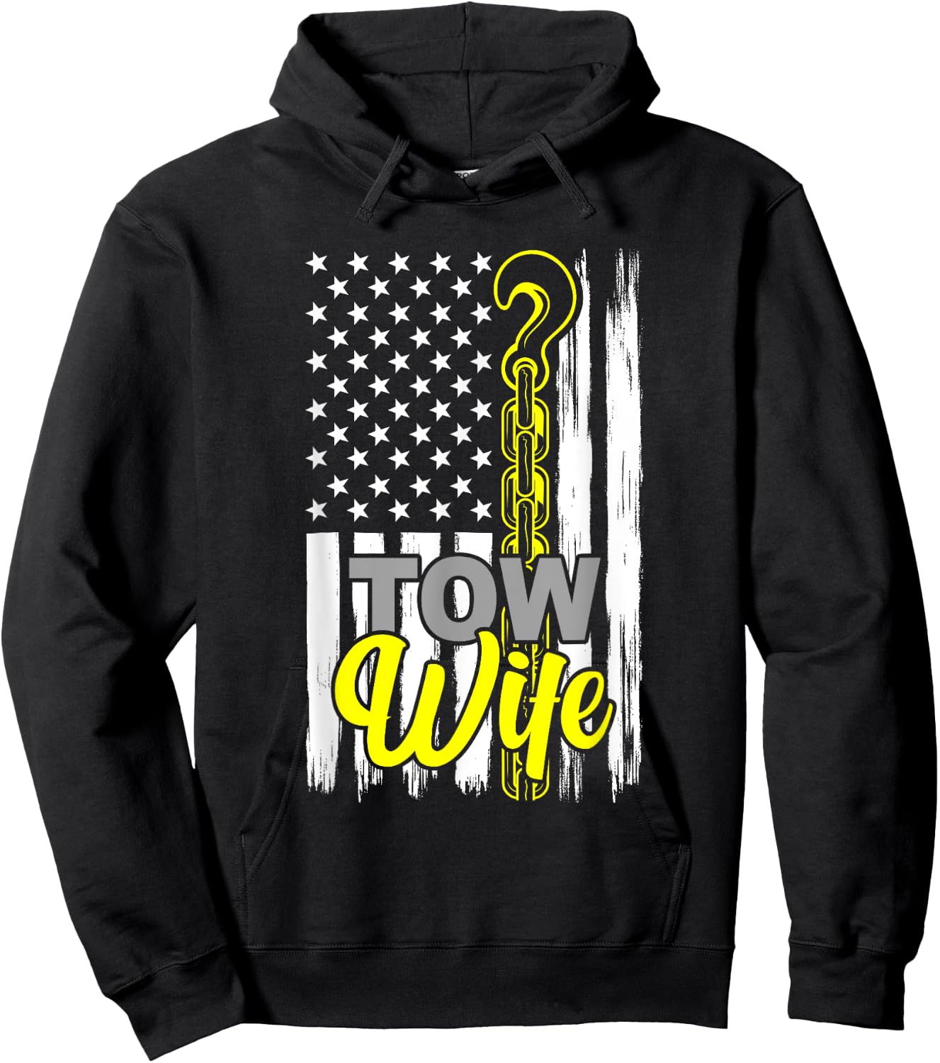 Tow Wife US Flag Tow Truck Wife Of A Tow Truck Driver Hoodie - Hoodie | Black