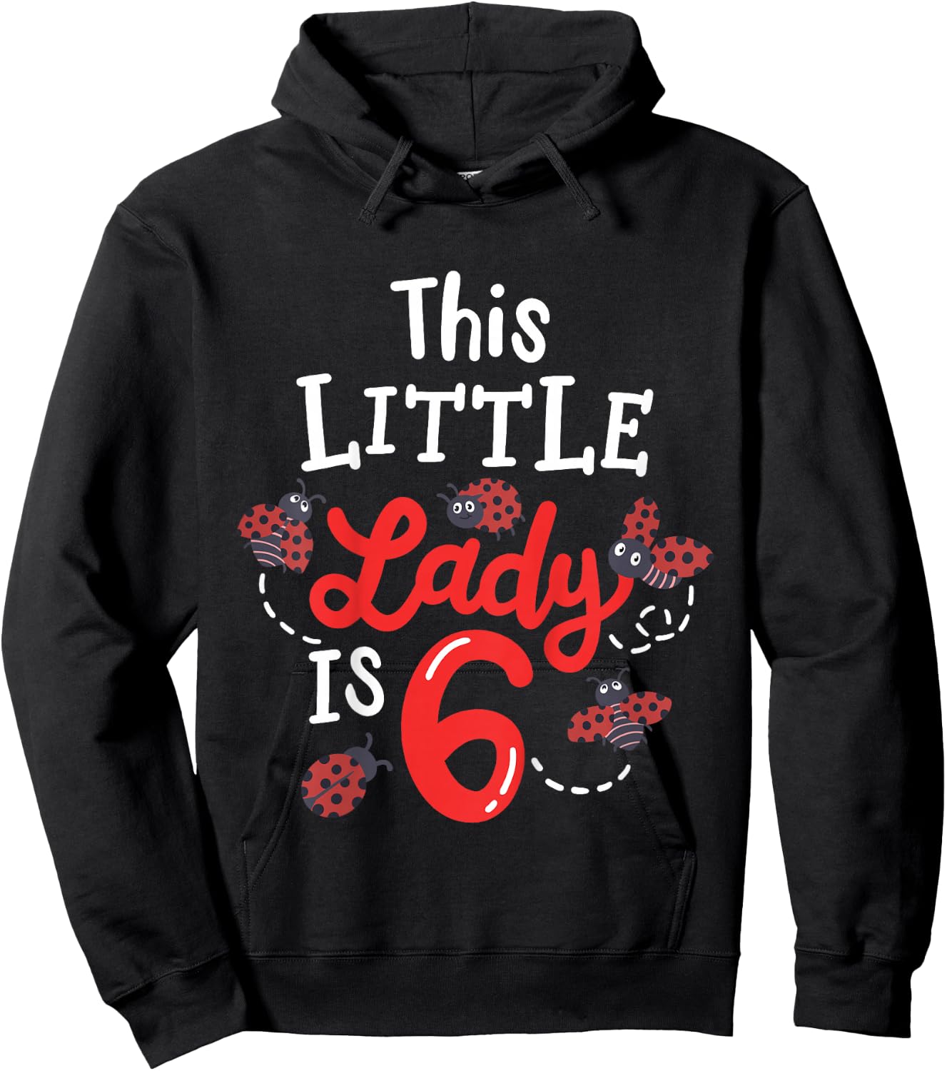 6 Year Old 6th Birthday Matching Family Ladybug Girls Party Hoodie - Hoodie | Black