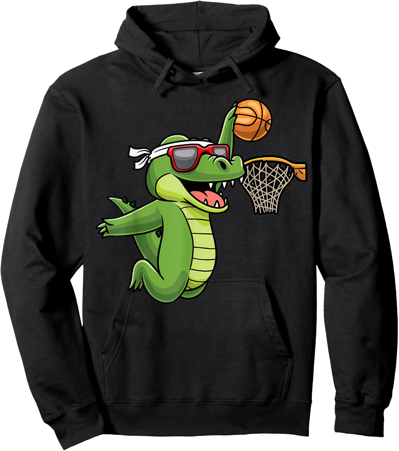 Crocodile Playing Basketball Alligator Basketball Player Hoodie - Hoodie | Black