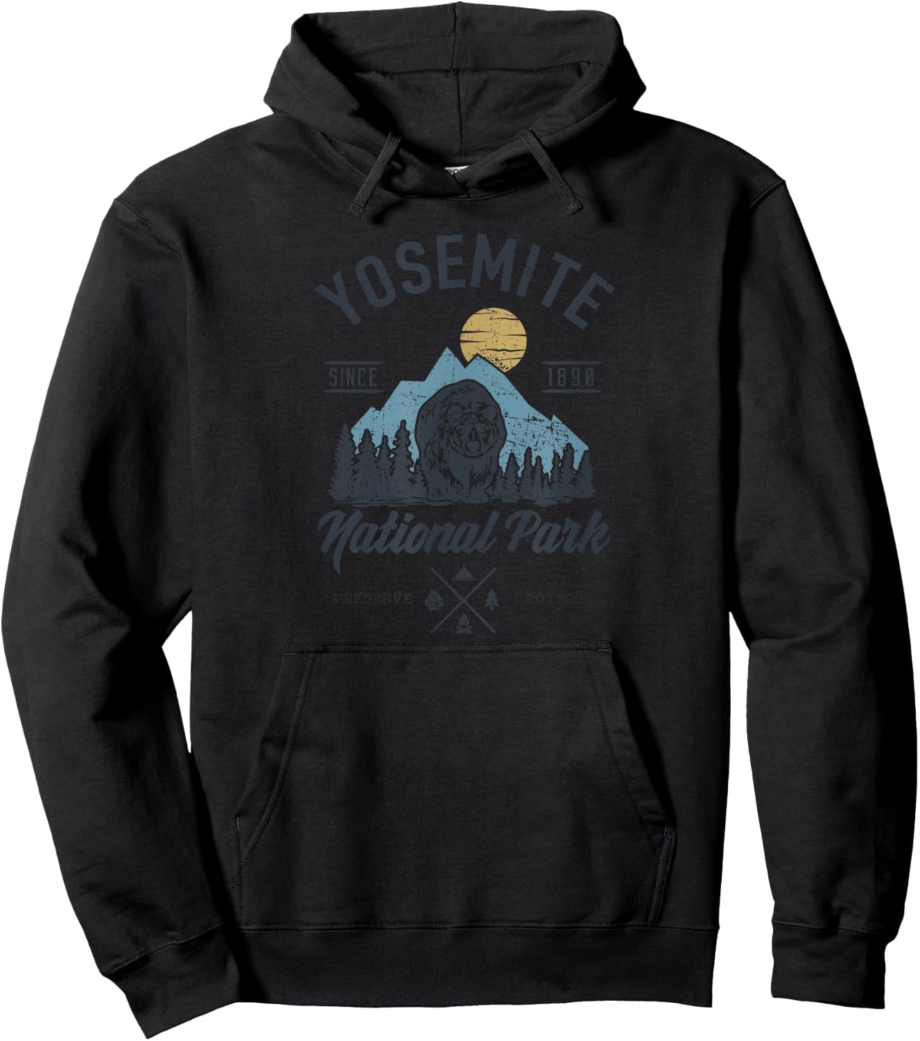 Vintage Yosemite National Park Retro Mountains Nature Lover Hoodie - Hoodie | Black