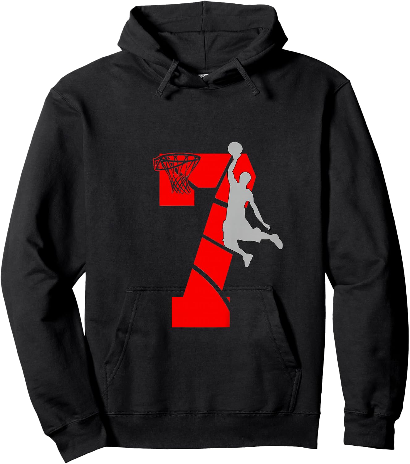 7 Year Old 7th Basketball Birthday PartyTheme Boys Girls Hoodie - Hoodie | Black