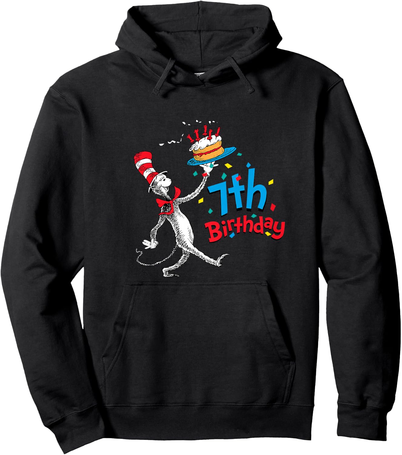 Dr. Seuss Cat in the Hat 7th Birthday Hoodie - Hoodie | Black