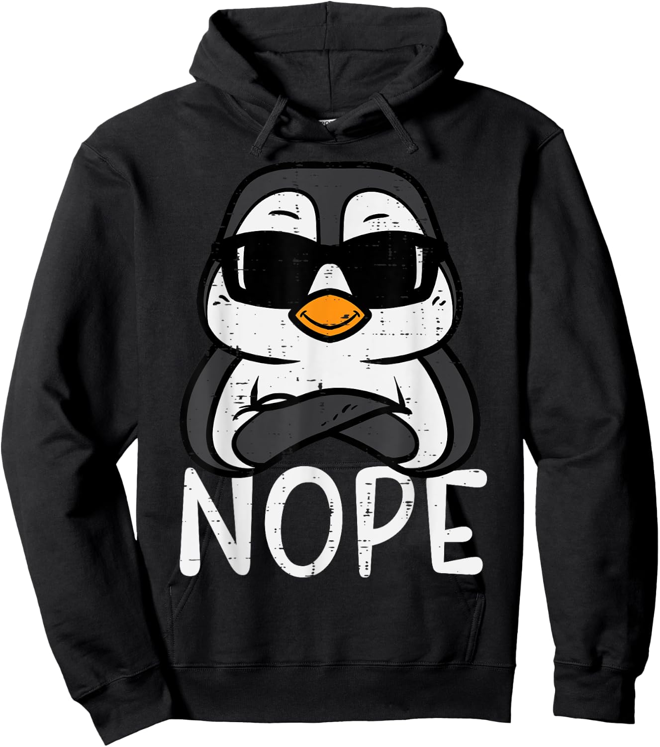 Penguin Nope Sunglasses Cool Boys Kids Toddler Men Women Hoodie - Hoodie | Black