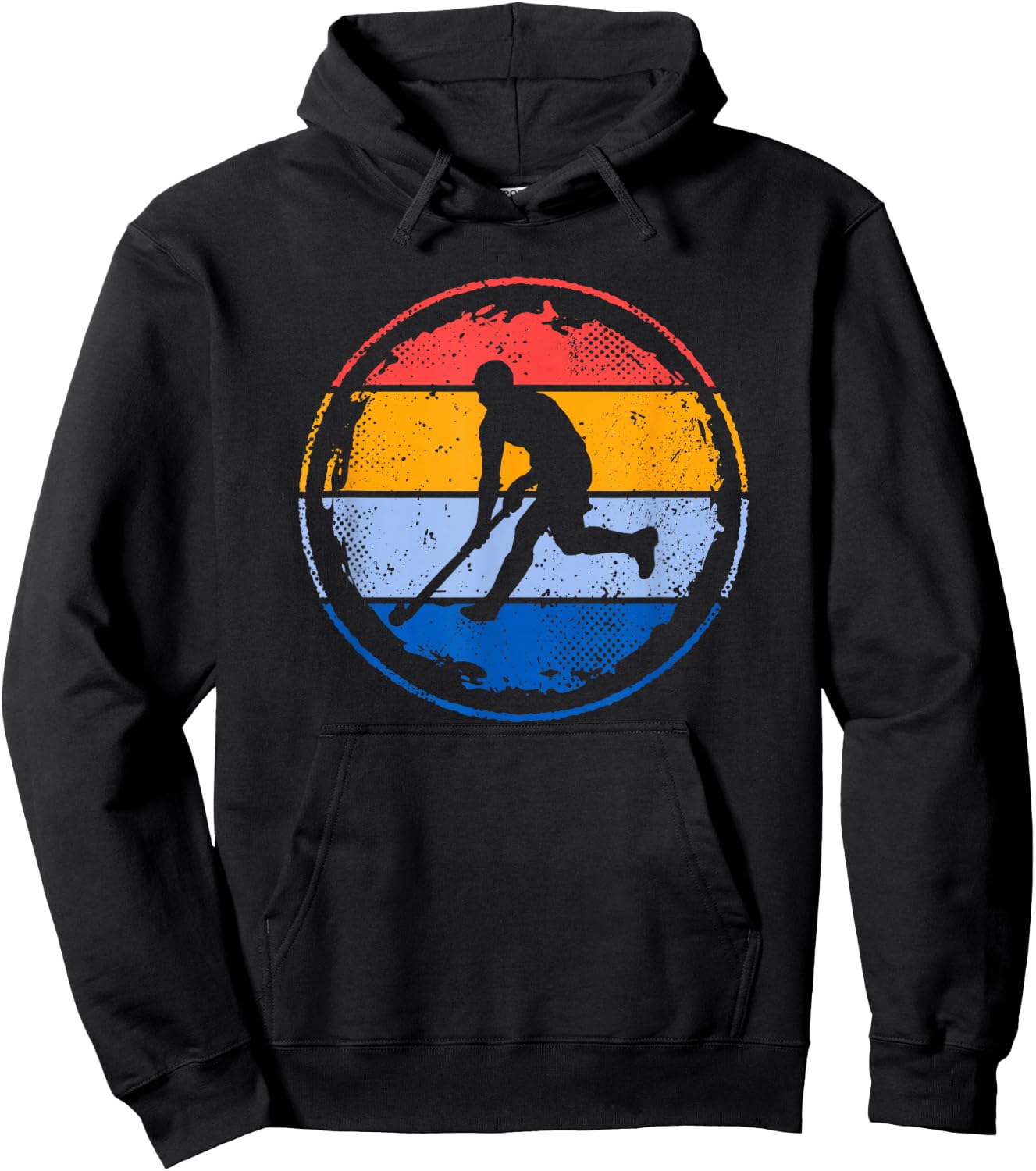 Retro Field Hockey Player Teenager Boys Hockey , black Hoodie - Hoodie | Black