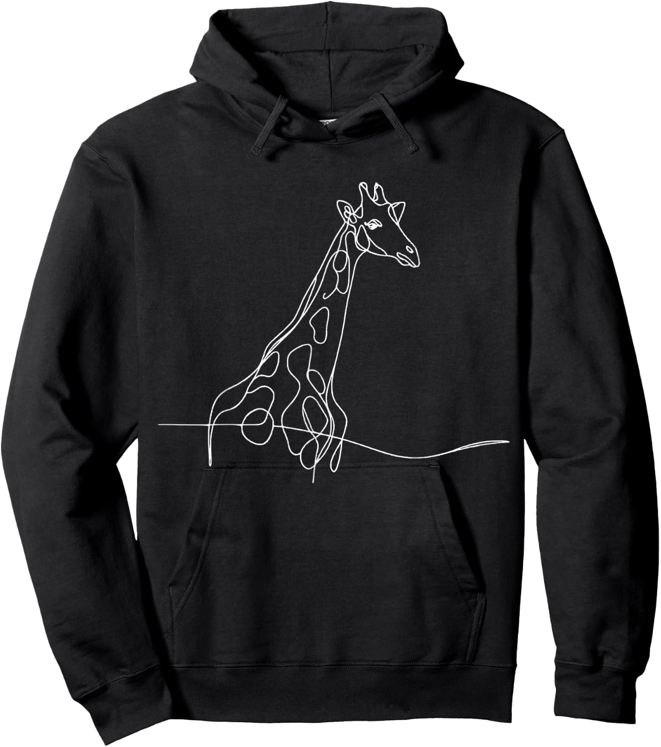 Giraffe Line Art Minimalist Wildlife Drawing Design Hoodie - Hoodie | Black