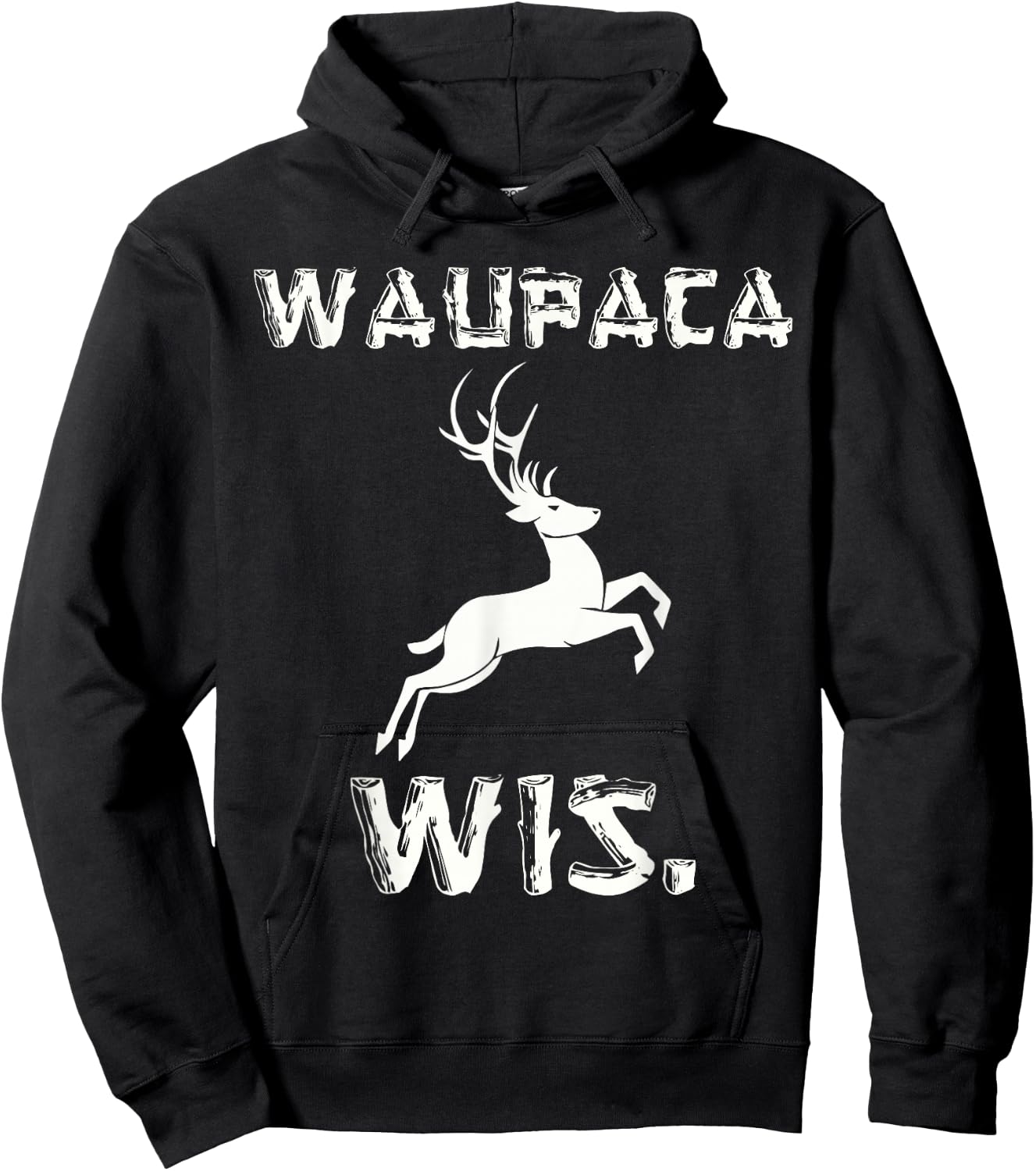 Waupaca Wisconsin Parody WIS Deer Maine Souvenier Hoodie - Hoodie | Black