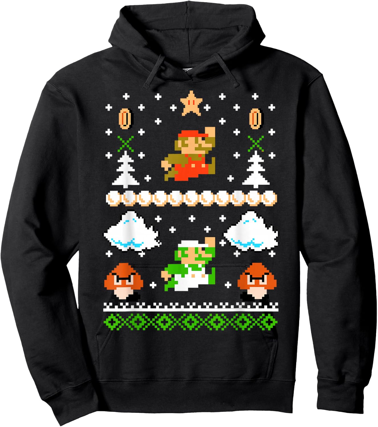 Super Mario Mario Goomba Ugly Christmas Sweater Hoodie - Hoodie | Black