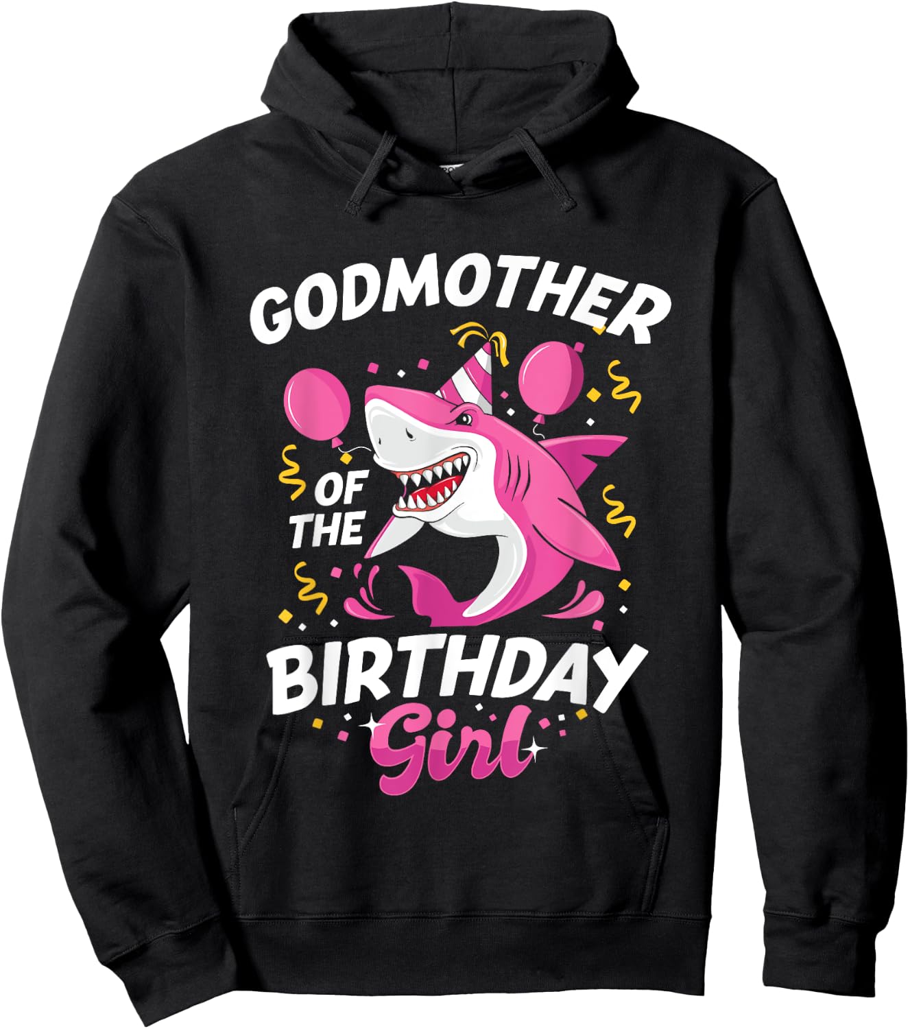 Godmother of The Birthday Girl Shark Ocean Matching Family Hoodie - Hoodie | Black