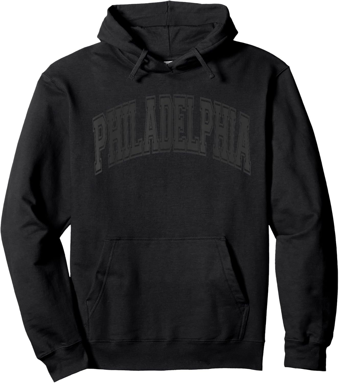 Philadelphia Arched Style Black Text and Outline Hoodie - Hoodie | Black