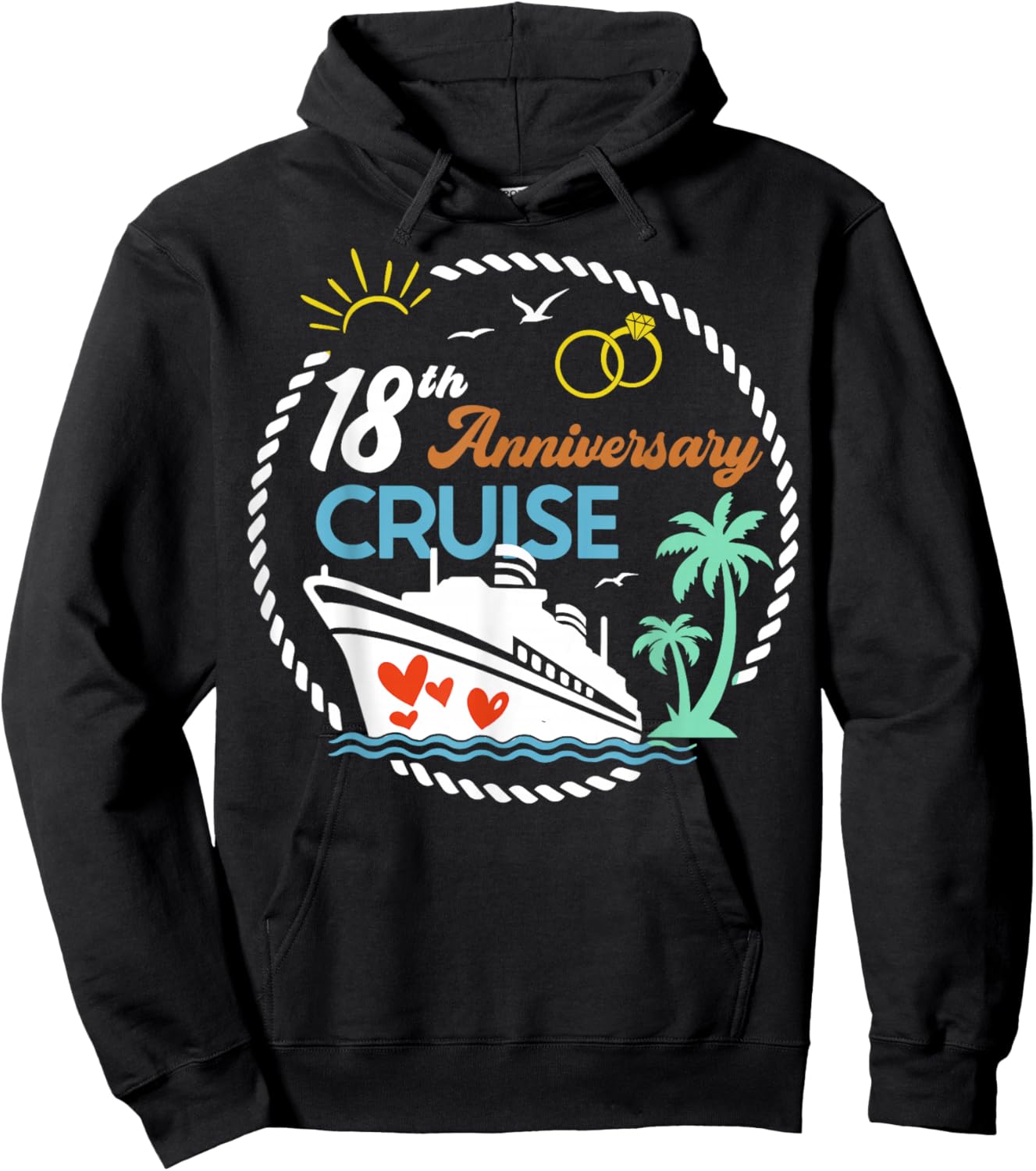 18th Anniversary Cruise Romantic Wedding Cruise Vacation Hoodie - Hoodie | Black
