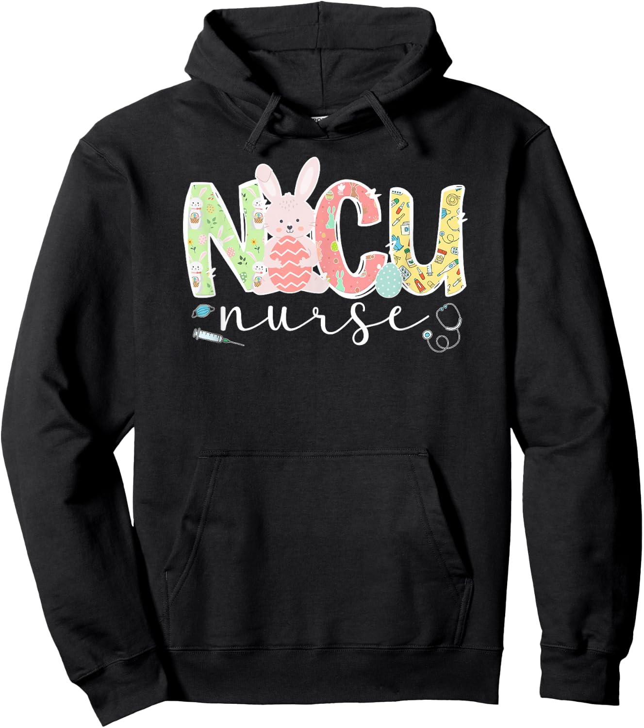 NICU Nurse Easter Bunny NICU Nursing Easter Day Hoodie - Hoodie | Black