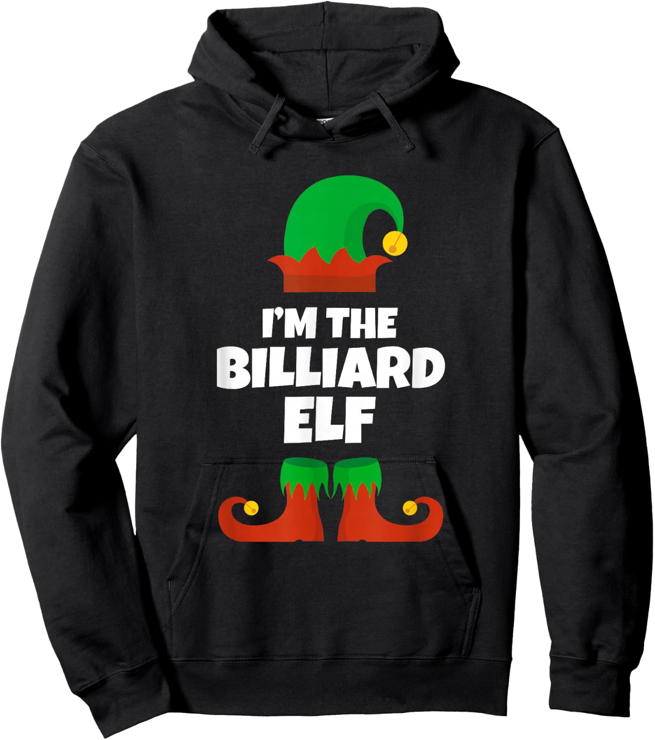 Funny The Billiard Elf Christmas Xmas Pool Player Hoodie - Hoodie | Black