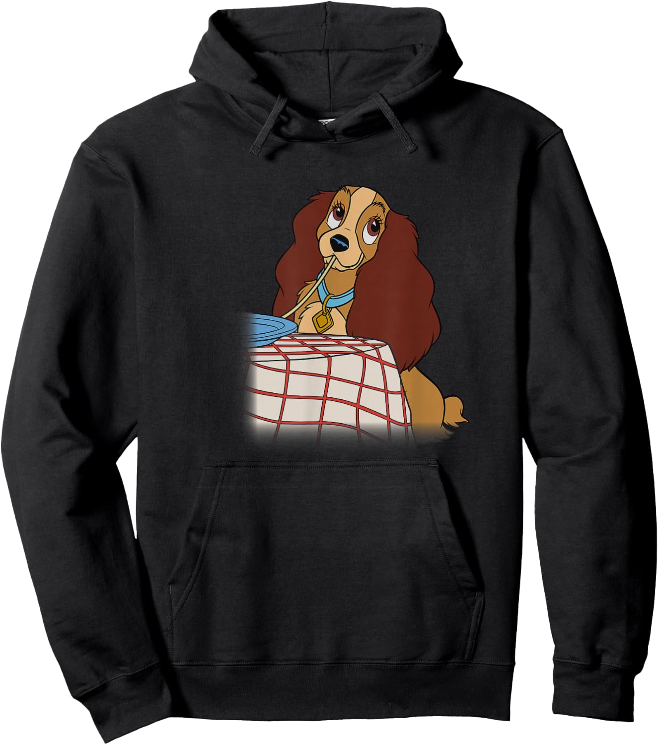 Disney Lady and The Tramp Iconic Spaghetti Scene Lady Side Hoodie - Hoodie | Black