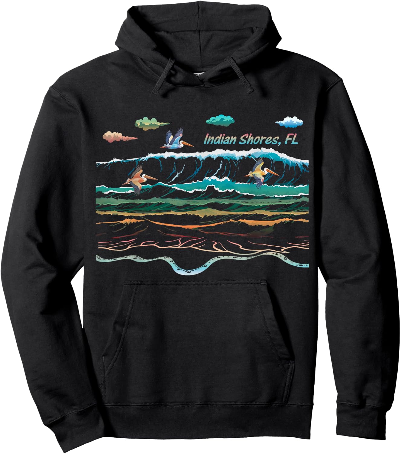 Indian Shores FL Florida Waves Pelican Bird Watching Hoodie - Hoodie | Black