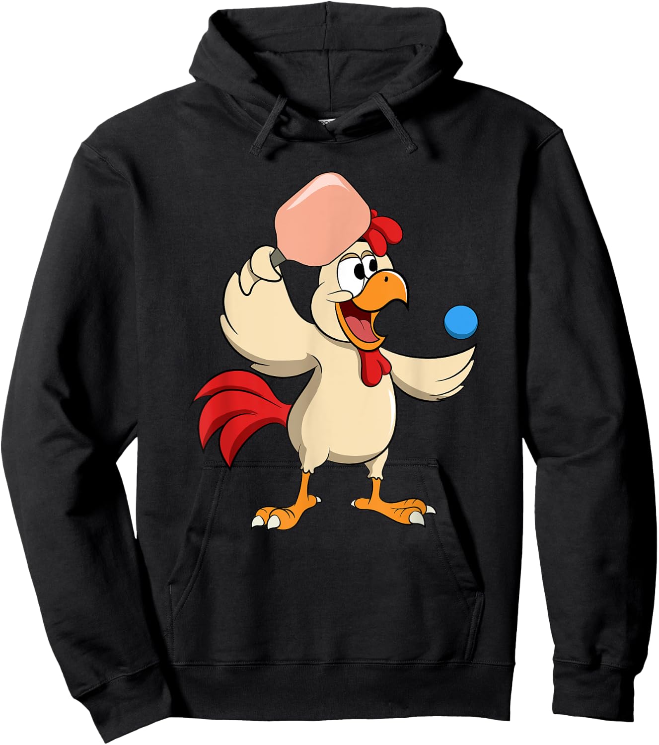 Pickle Ball Paddle Ball Player Rooster Playing Pickleball Hoodie - Hoodie | Black