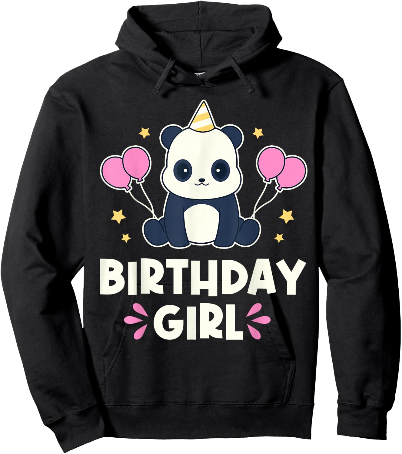 Cute Birthday Girl Kawaii Panda Graphic Hoodie - Hoodie | Black