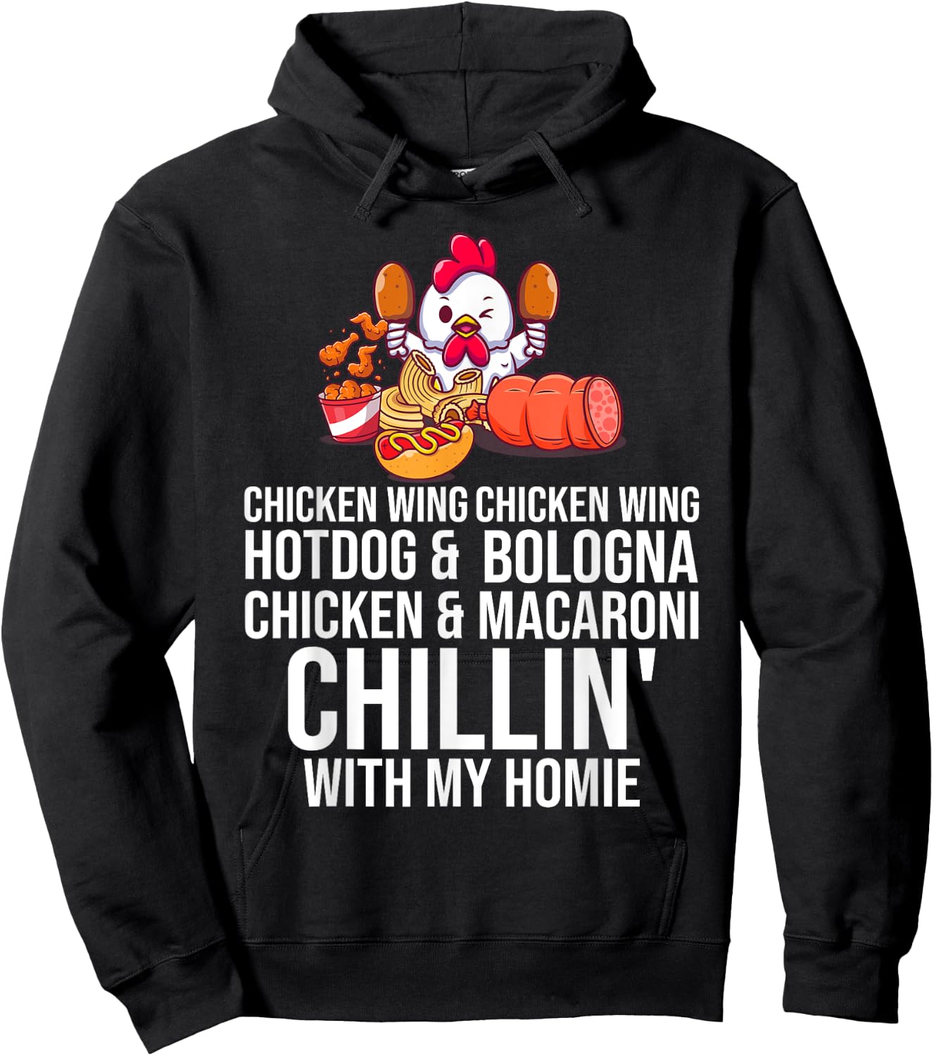 Chicken Wing Chicken Wing Hot Dog And Bologna Men Women Girls Kids Hoodie - Hoodie | Black