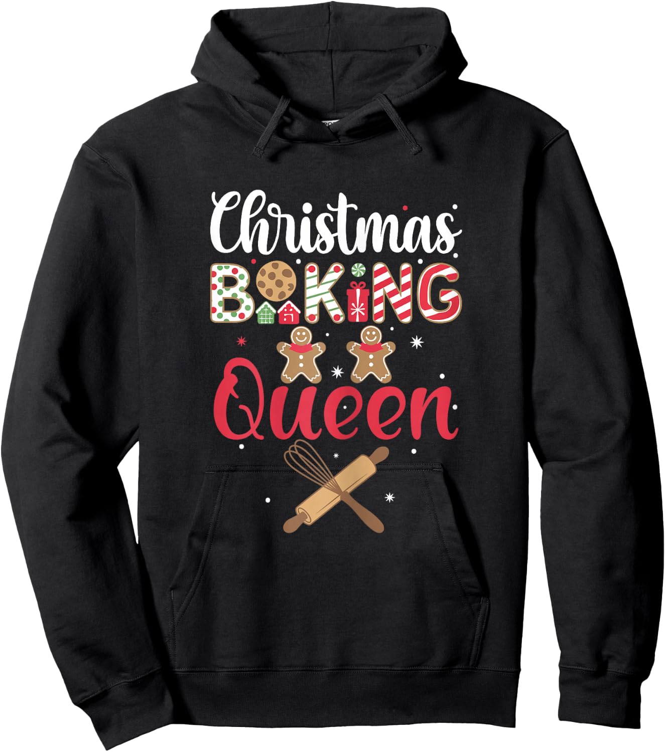 Funny Christmas Cookie Queen Baking Christmas Cookie , Black, Female X-Small Hoodie - Hoodie | Black