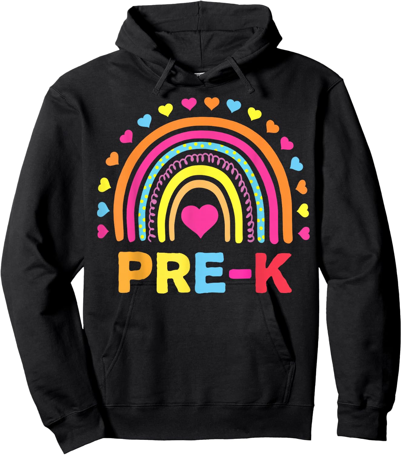 Back to School Shirt Rainbow Happy First Day of Pre-K Gift Hoodie - Hoodie | Black