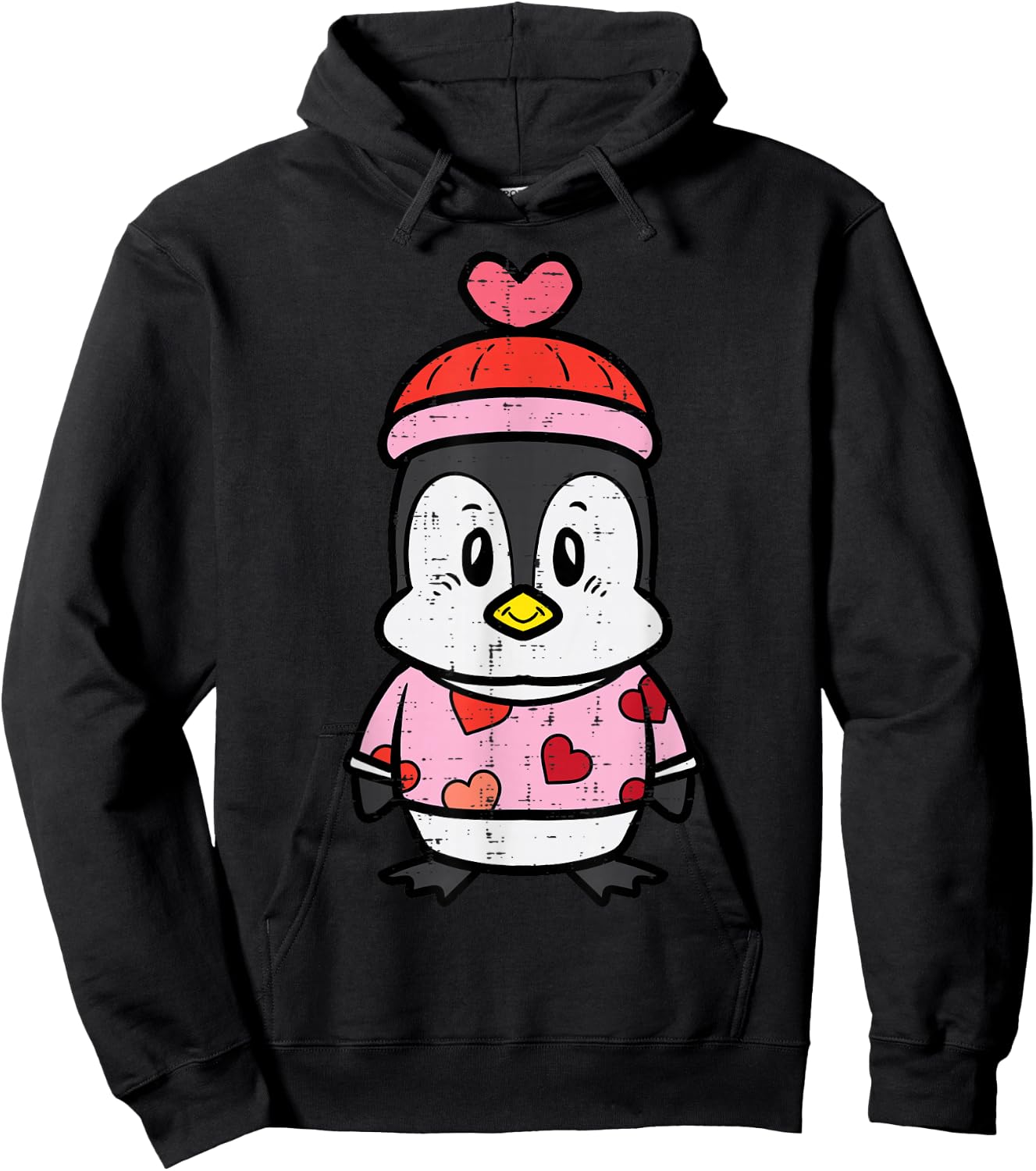 Valentines Day Baby Penguin Sweater Girls Kids Toddlers Hoodie - Hoodie | Black