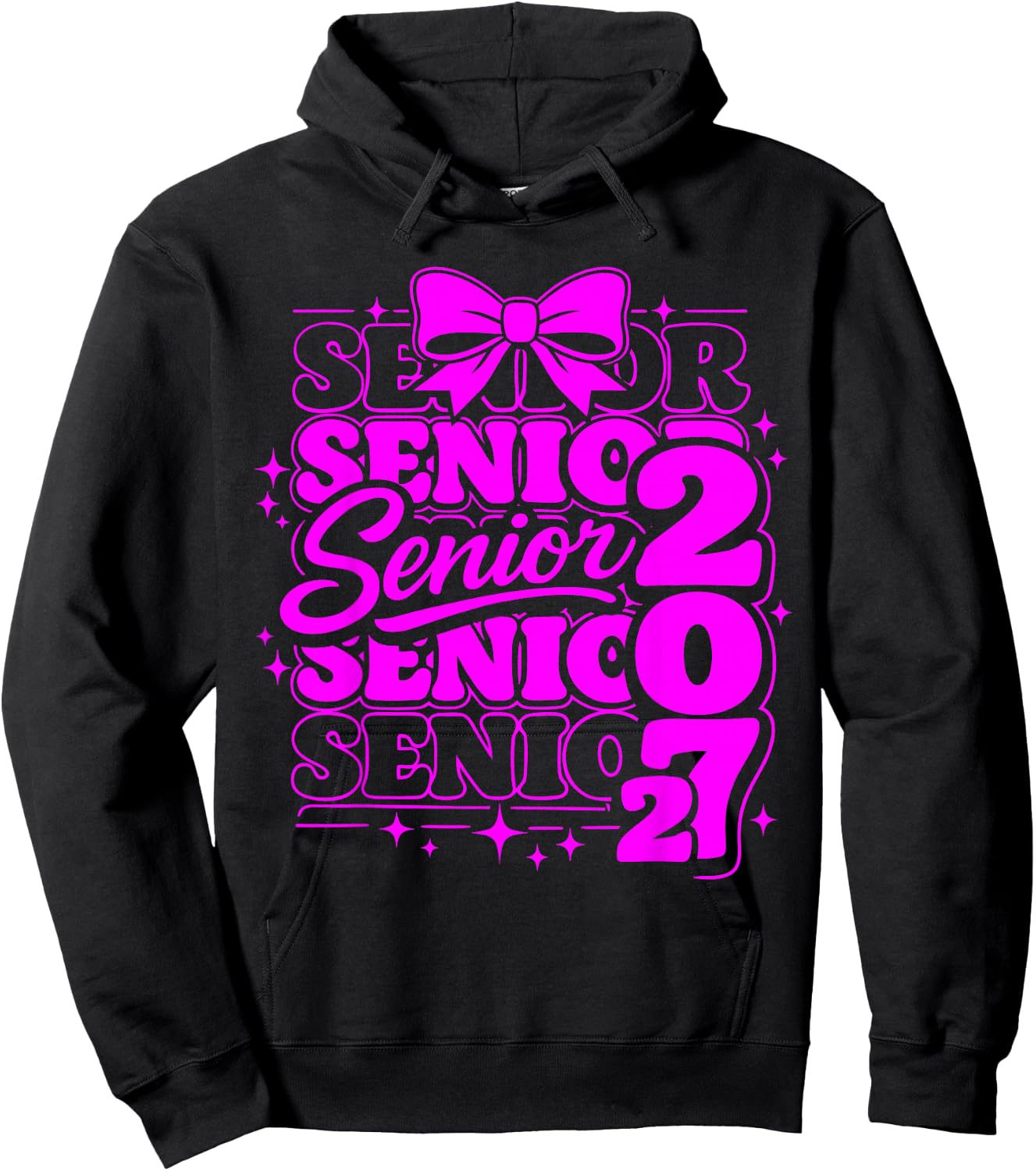 Senior Class of 2027 Coquette Bow Graduation Hoodie - Hoodie | Black