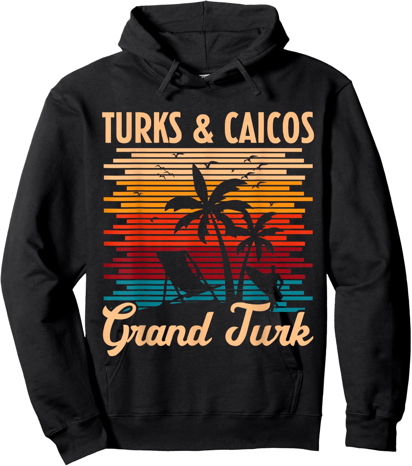 Turks & Caicos Grand Turk Island Beach Vacation Summer Retro Hoodie - Hoodie | Black